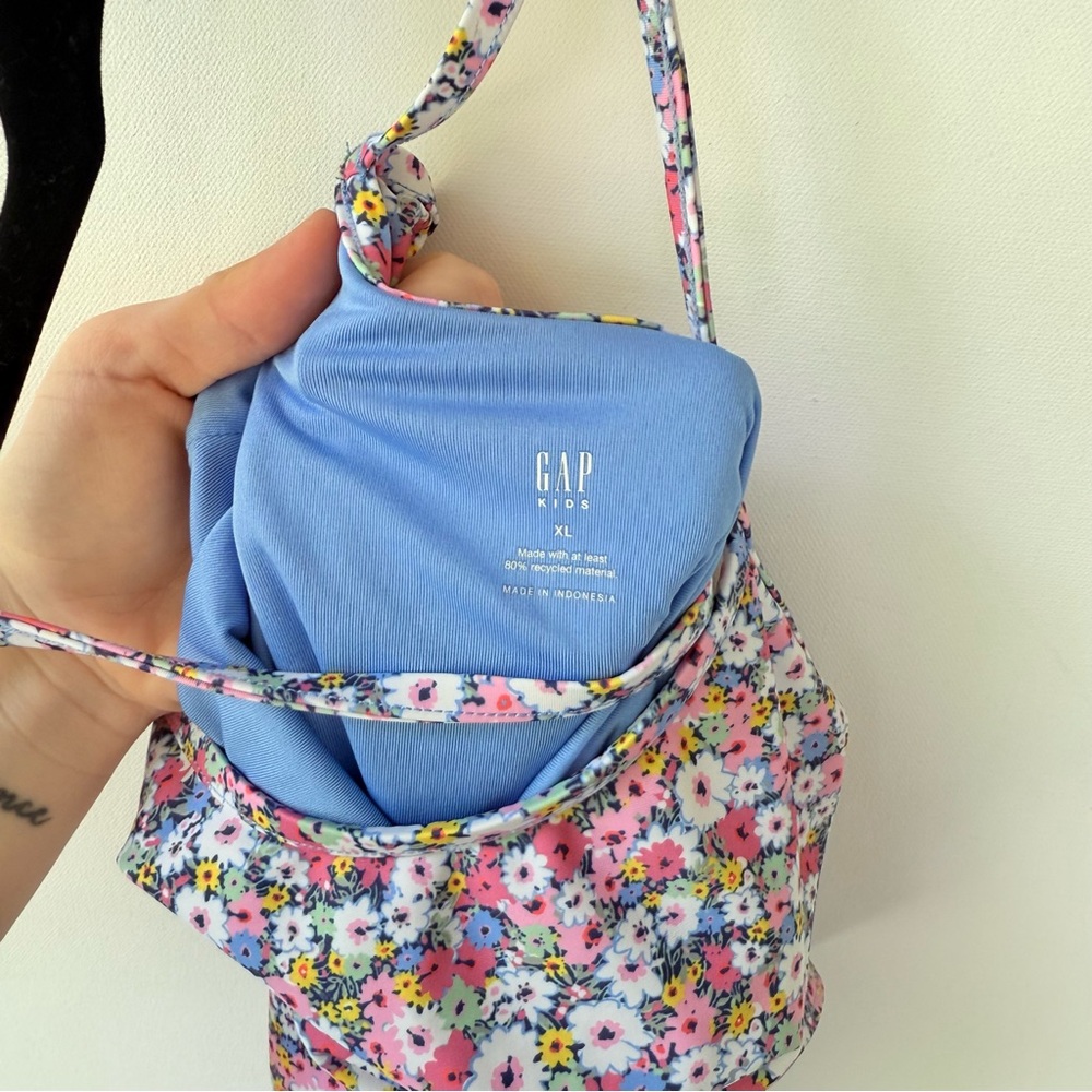 GAP Kids Girls Floral Multicolor Cross back One Piece Swimsuit size XL - Picture 4 of 5